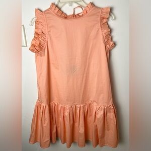 MONICA NERA Angela Mini Dress Peach M Ruffled Tiered Plunge Back Cotton READ